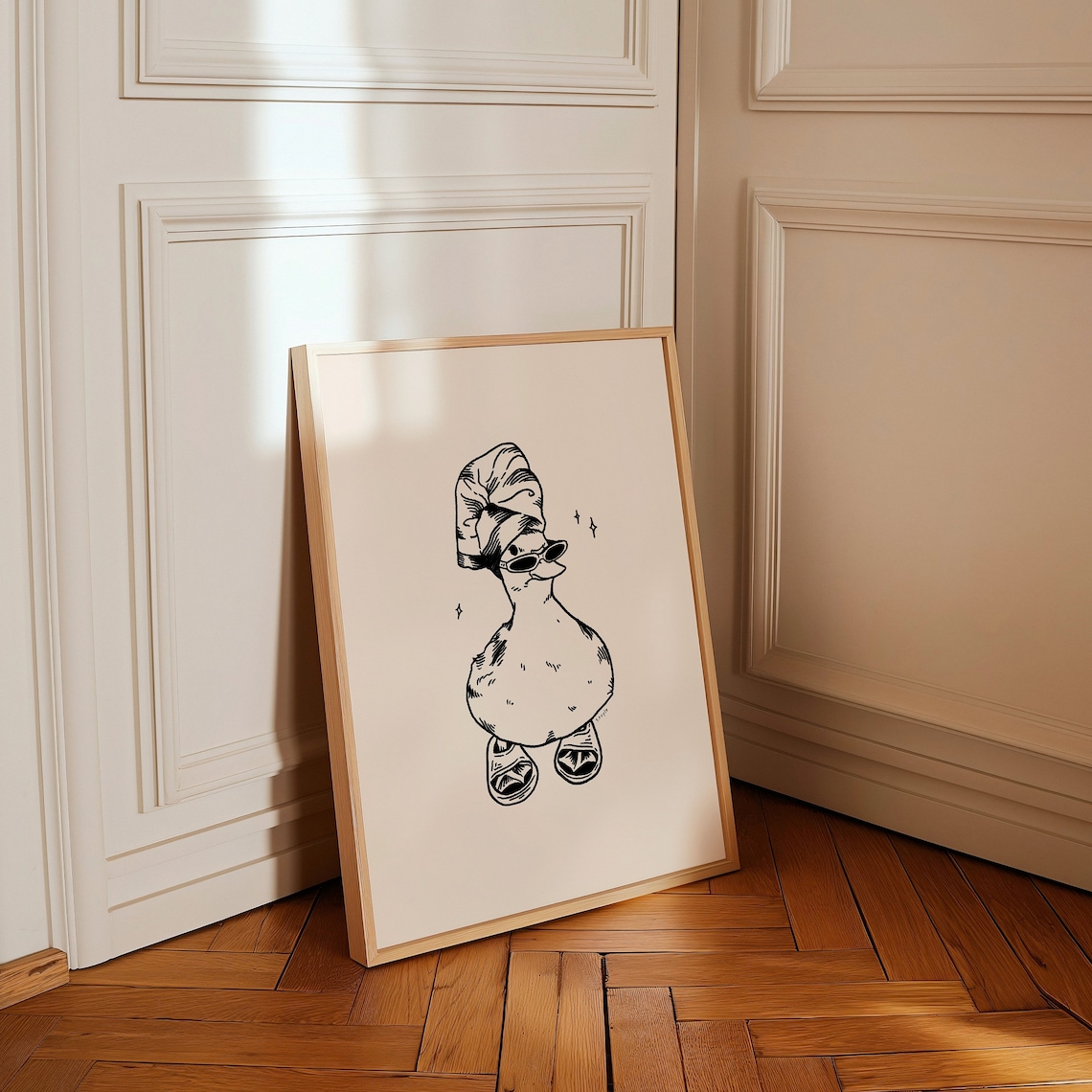 Cool Duck In Slippers Retro Bathroom Art Print - Image 4