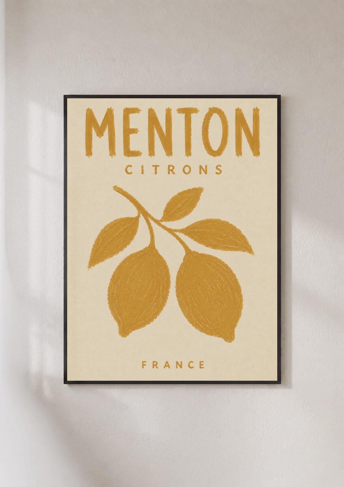 Menton Citrons France Lemon Branch Botanical Retro Travel Poster