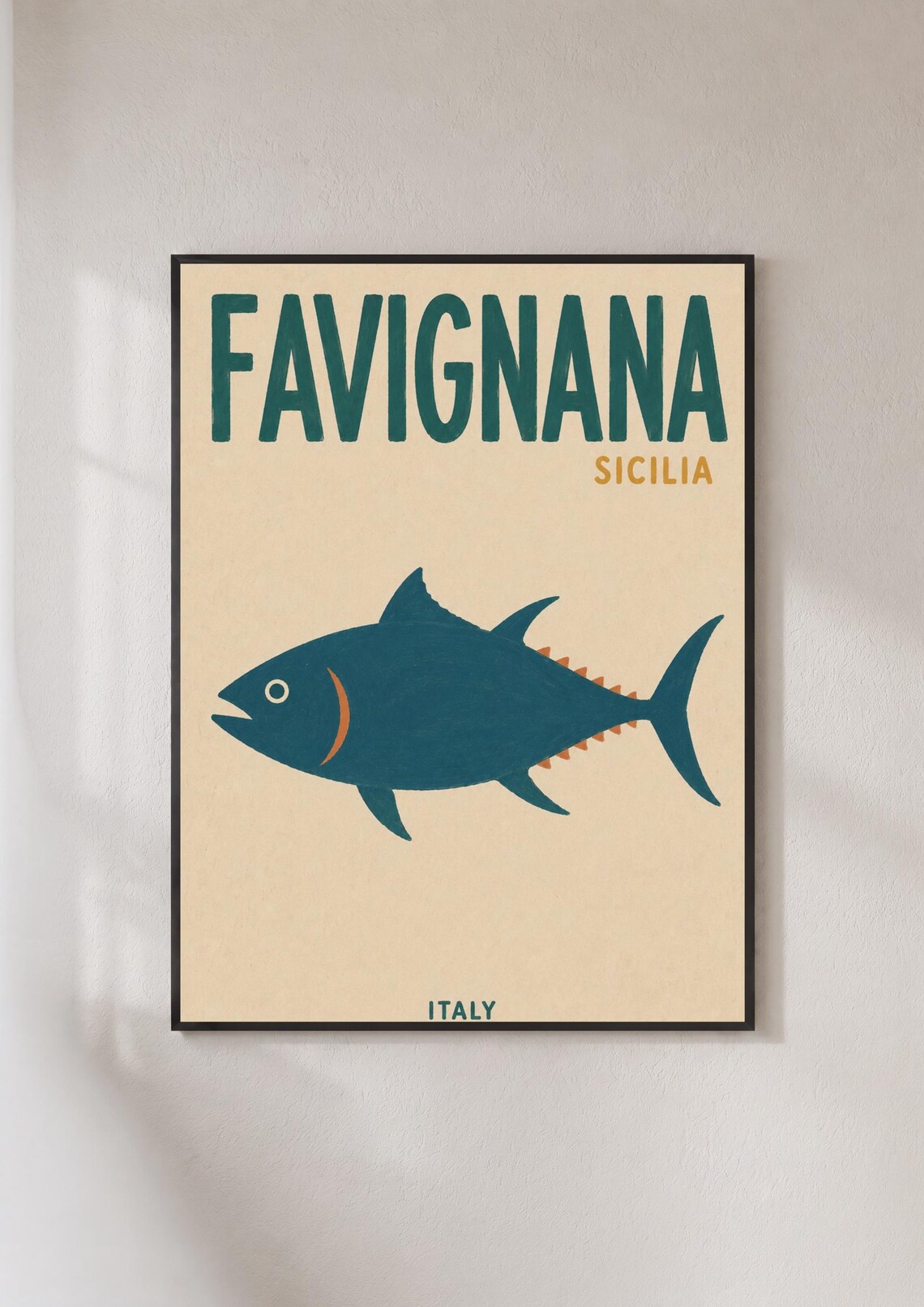 Favignana Sicilia Italy Travel Poster Bluefin Tuna Fish Marine Art
