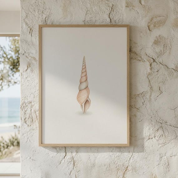 Spiral Shell Print Coastal Wall Art Minimal Beach Decor