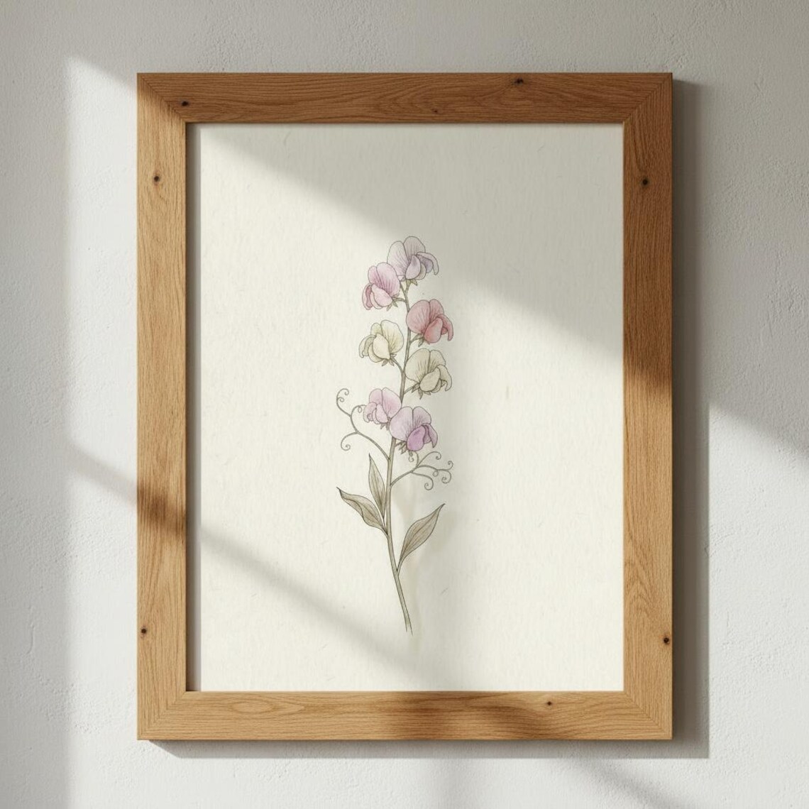 Sweet Pea Blush Pink Lavender Vintage Botanical Garden Poster
