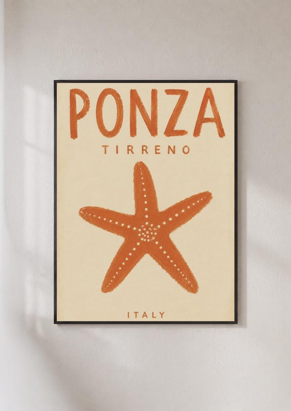 Ponza Italy Travel Poster, Vintage Italian Island