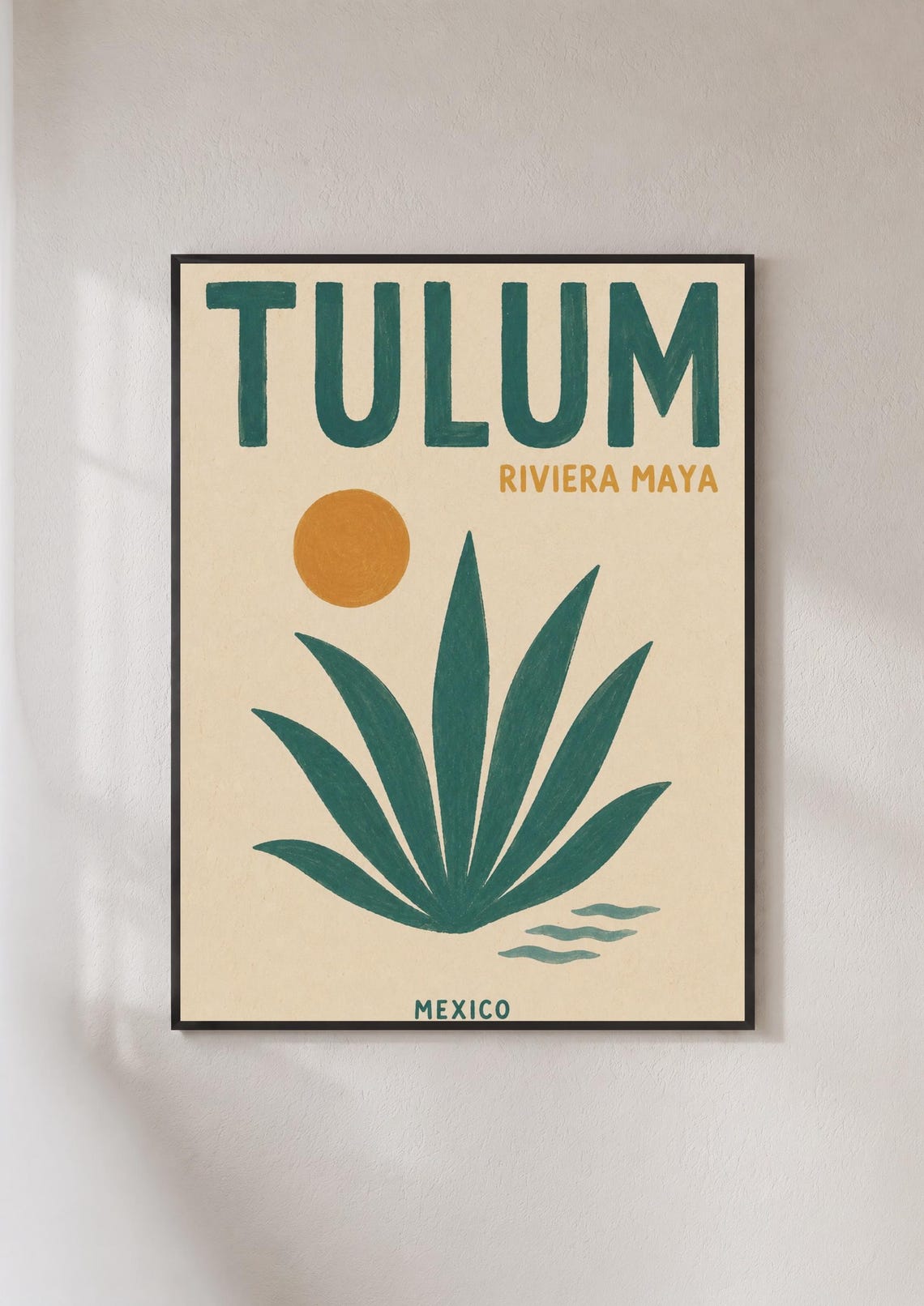 Tulum Riviera Maya Mexico Agave Sun Retro Desert Travel Poster