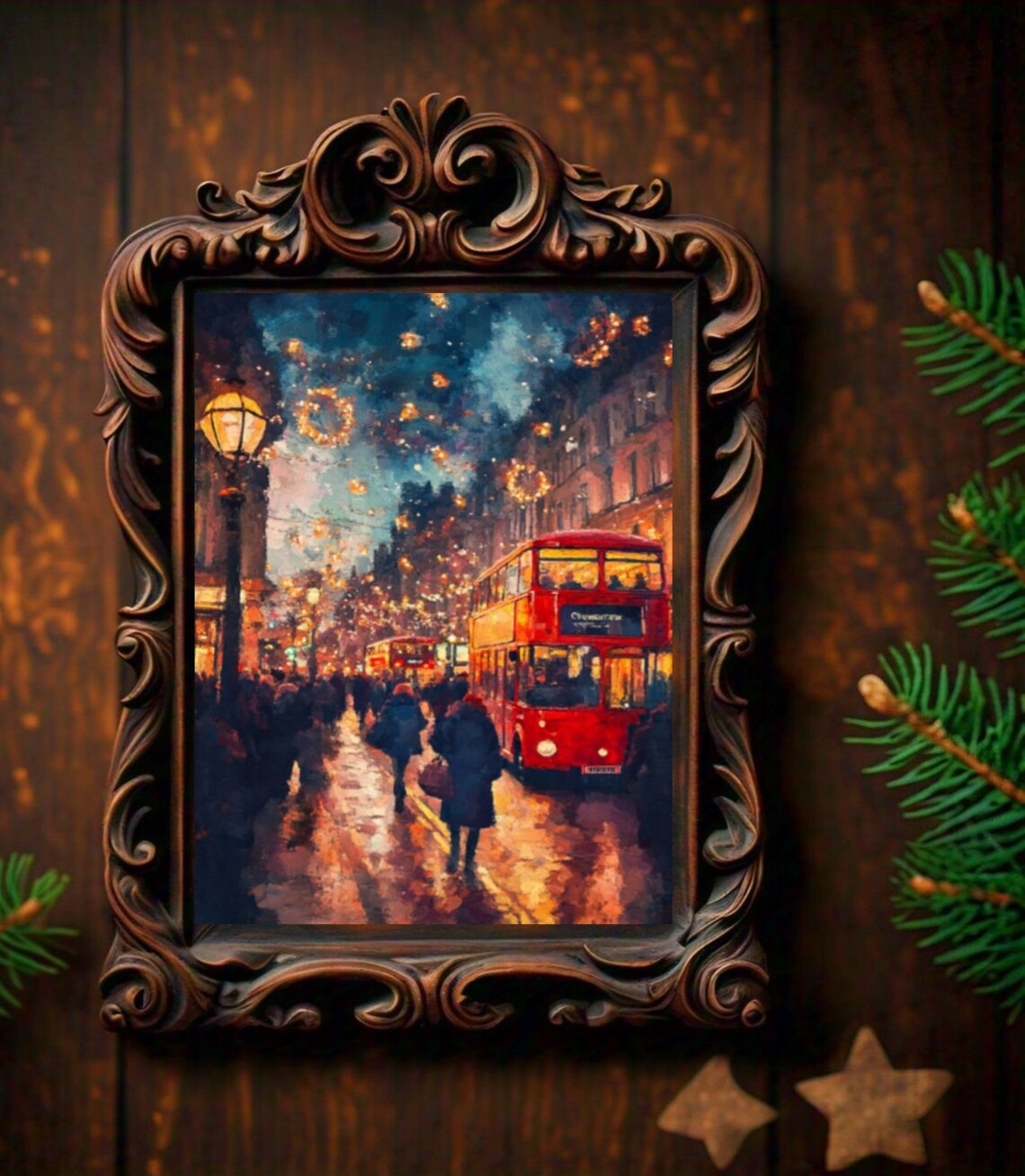London Print Christmas Art Print Winter Wall Art Christmas Painting London City Print Christmas Wall Art Prints - Image 2