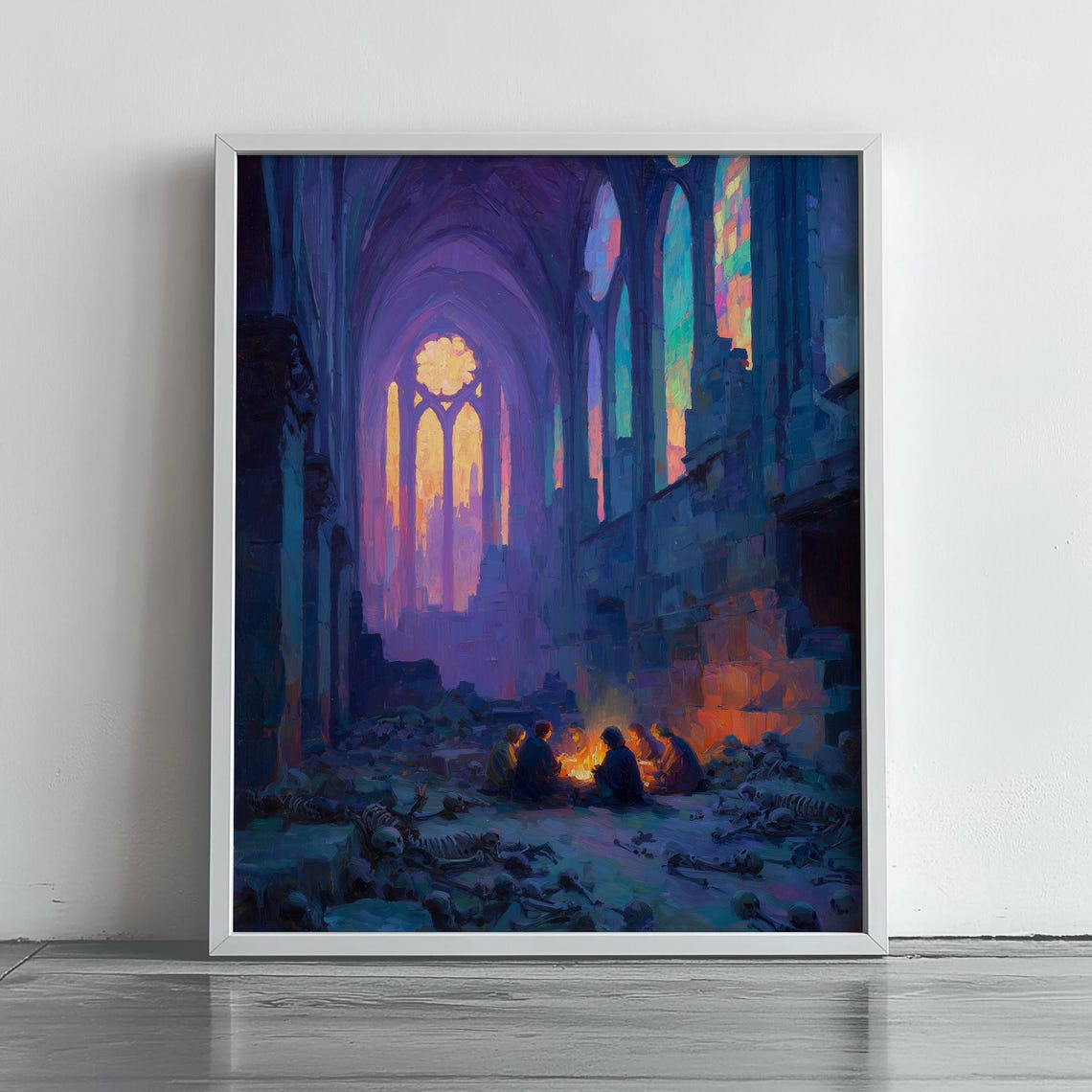 Gothic Cathedral Witch Gathering Dark Fantasy Moody Art Print