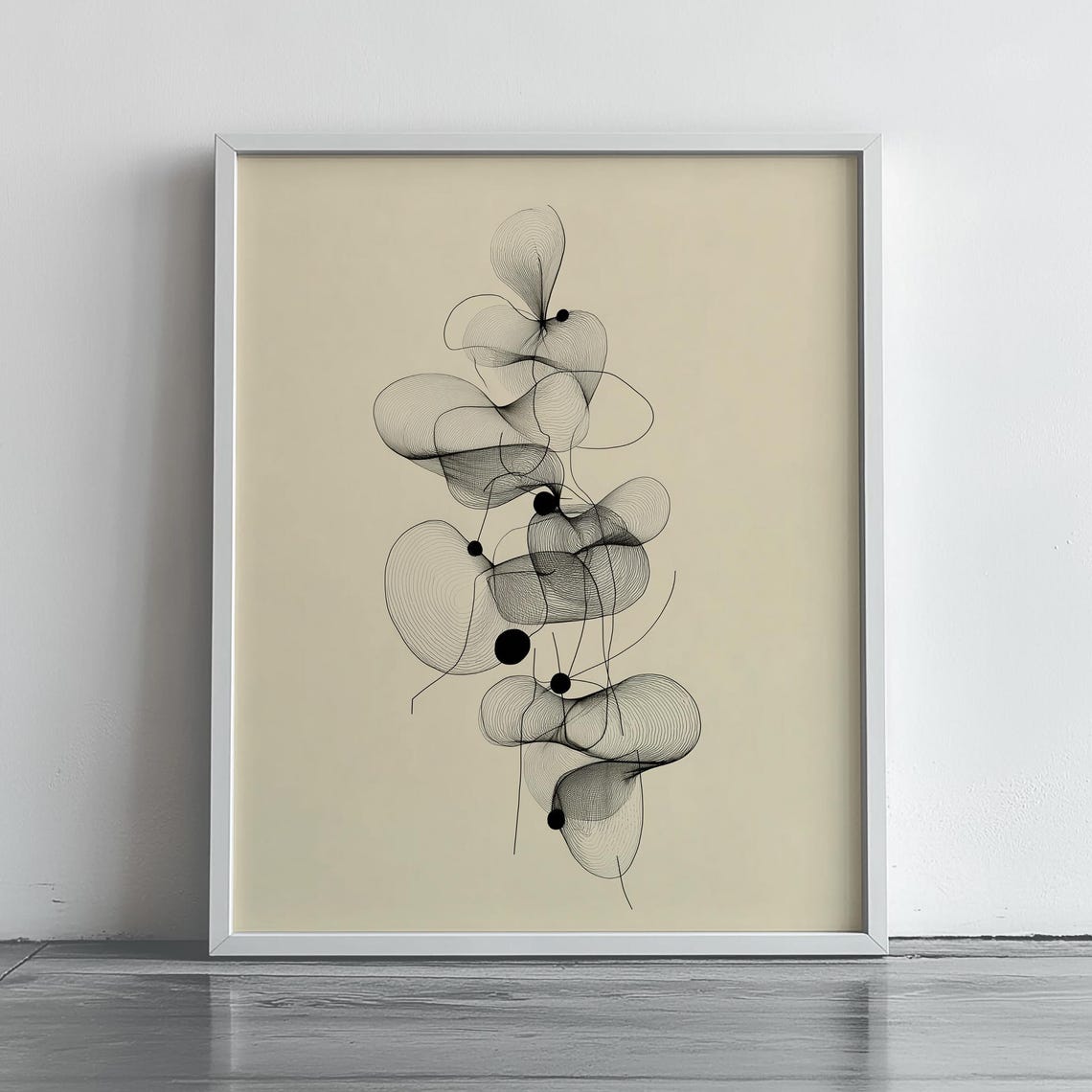 Minimalist Abstract Line Drawing Black Ink Modern Art Print Design
