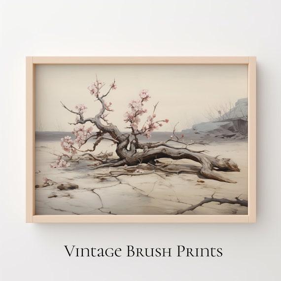 Vintage Cherry Blossom Tree Print Spring Farmhouse Decor