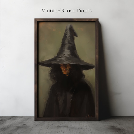 Vintage Witch Halloween Art Rustic Wall Decor
