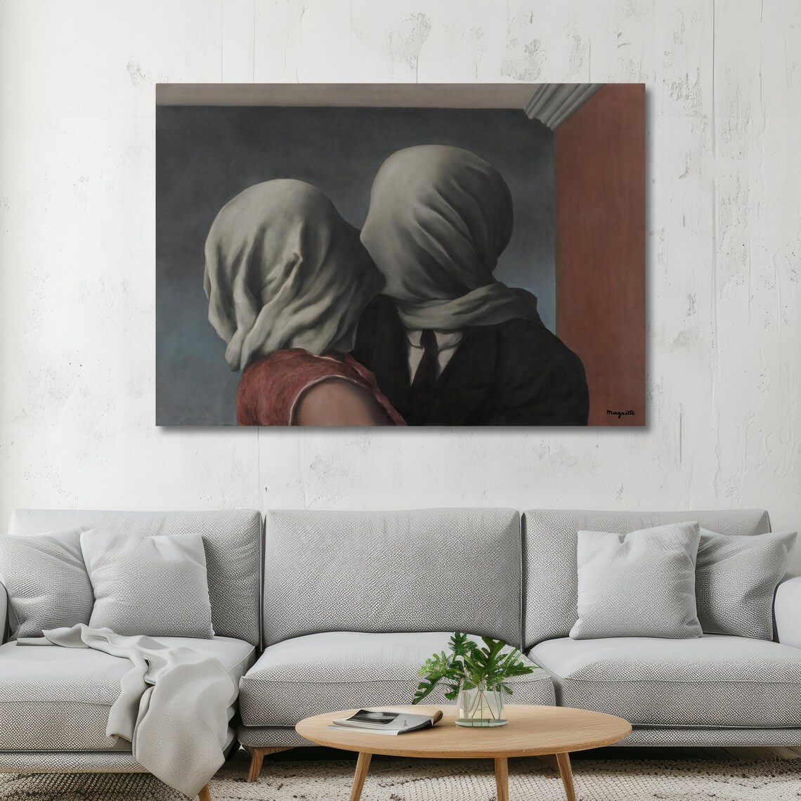 Magritte The Lovers Veiled Couple Embracing in Blue Surreal Poster - Image 5