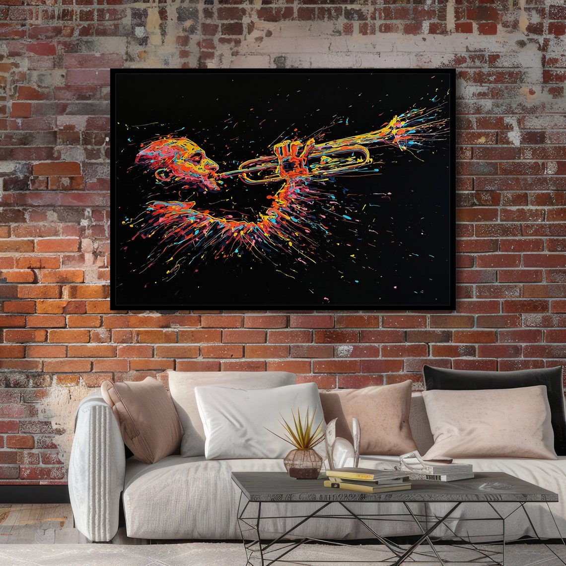Colorful Jazz Trumpet Player Neon Splash Music Energy Poster - Image 4