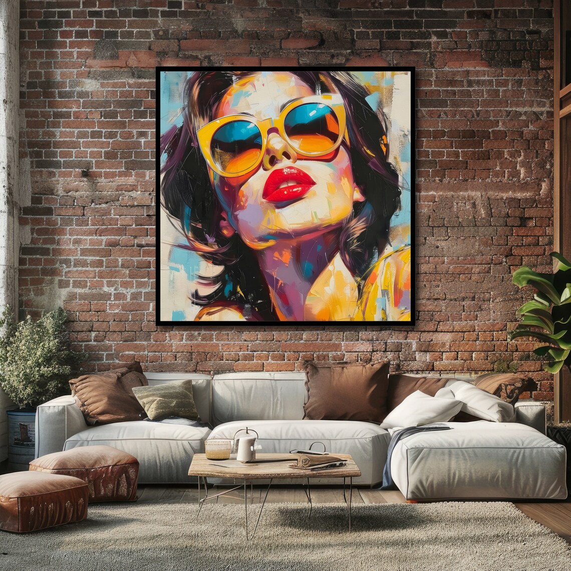 Woman In Orange Sunglasses Red Lips Bold Pop Art Portrait Poster - Image 4
