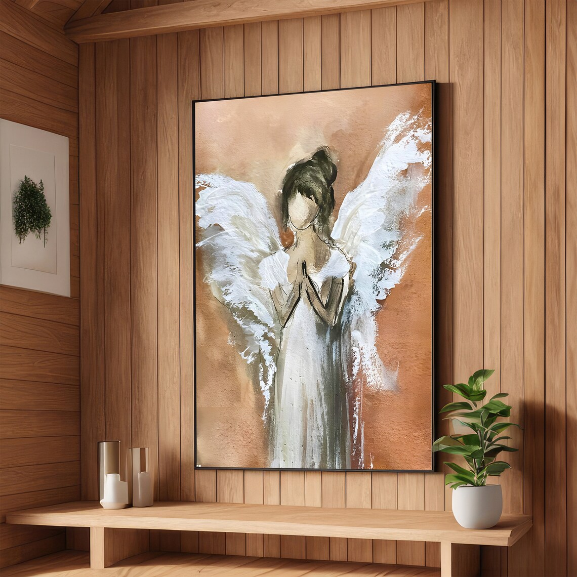 Guardian Angel Serene Watercolor Wings Heavenly Peaceful Art Poster