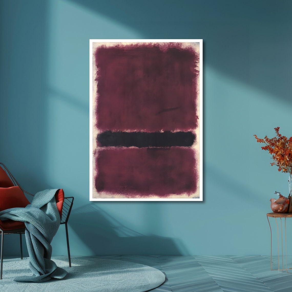 Wine Purple and Black Rothko-Inspired Color Block Art Poster - Image 6