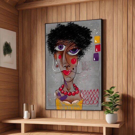 Funky Lilac Glimpse Abstract Woman Portrait Pop Art Style Poster