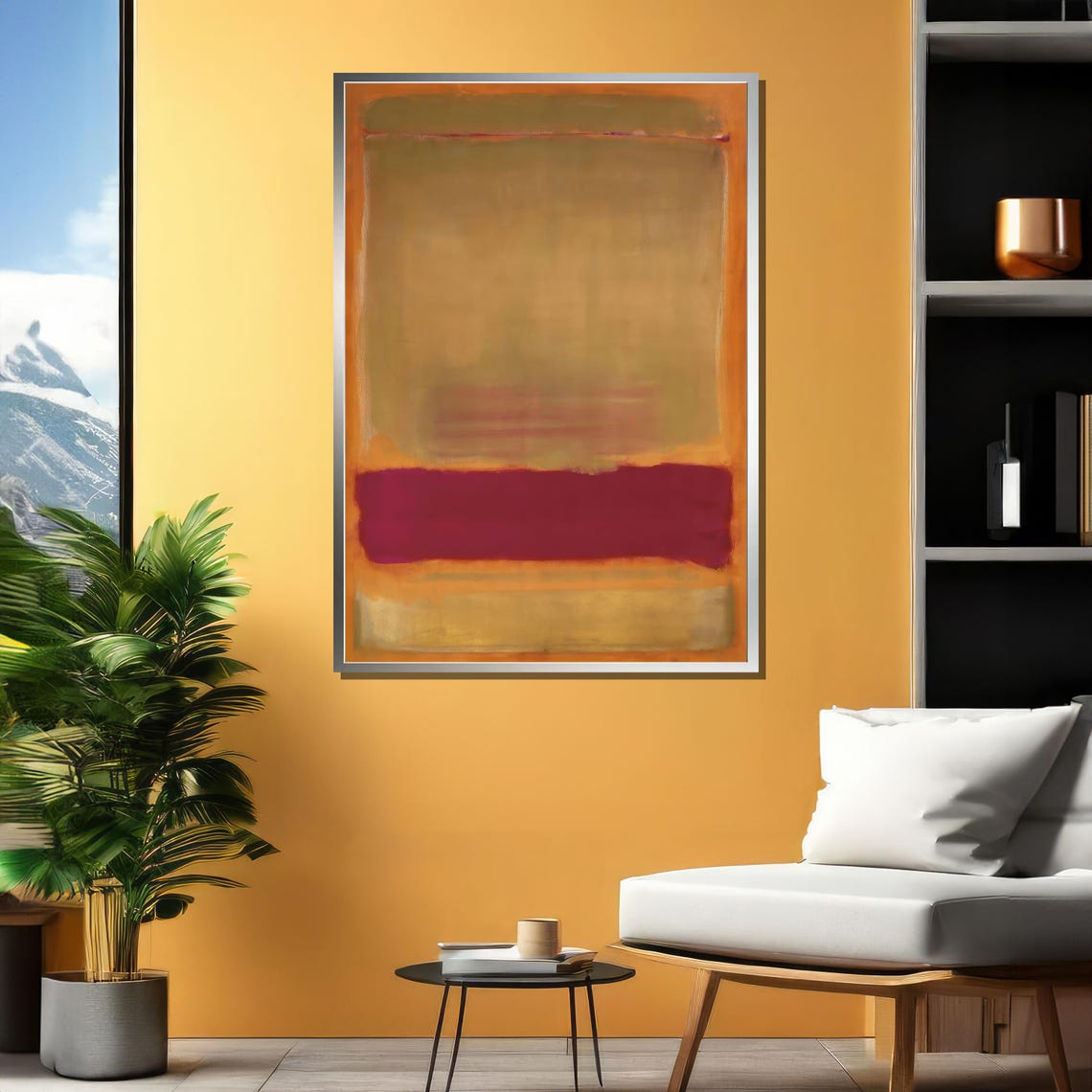 Abstract Expressionist Warm Yellow and Burgundy Color Fields Poster - Image 4