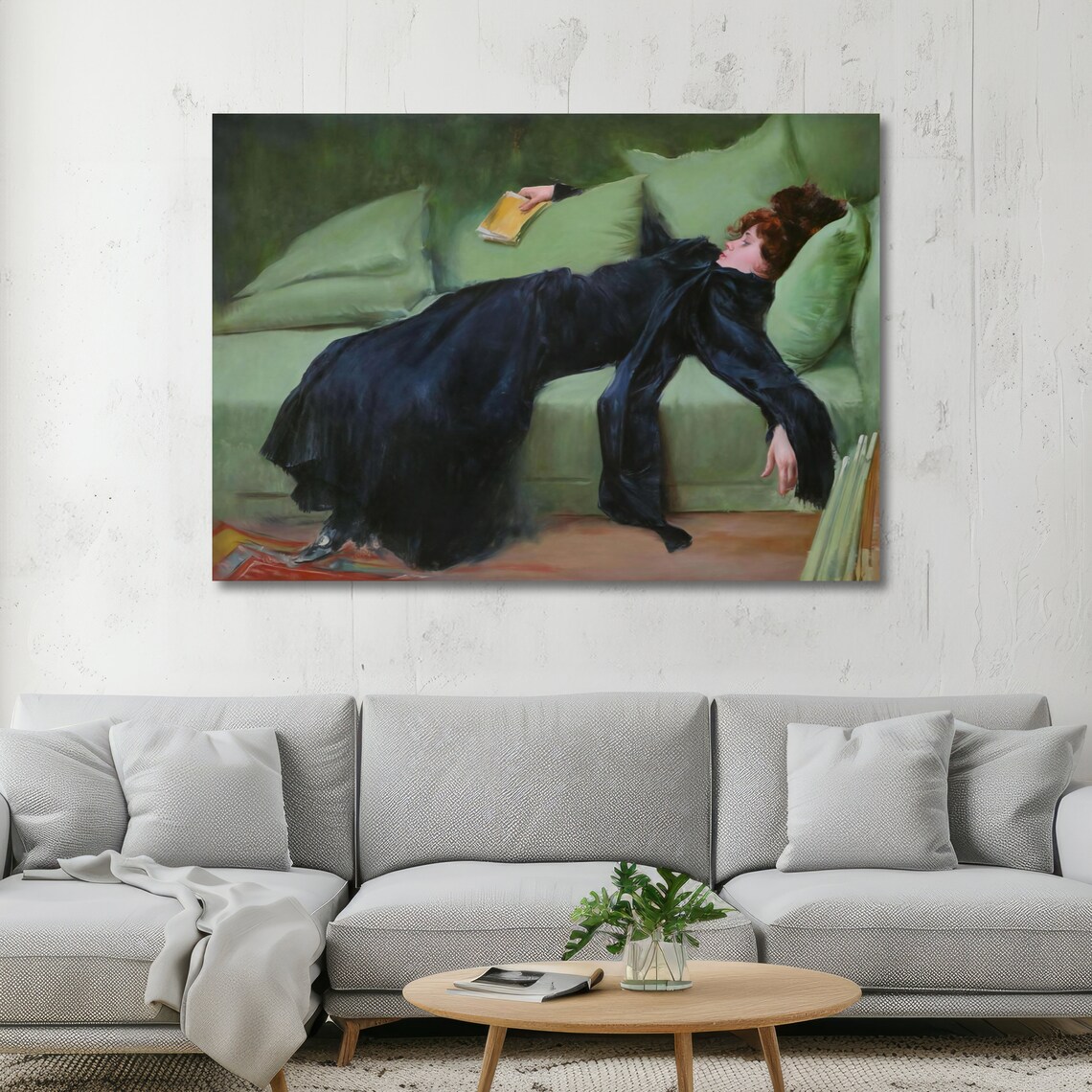 Boldini Repose Woman in Black Reclining on Green Sofa Art Poster - Image 5
