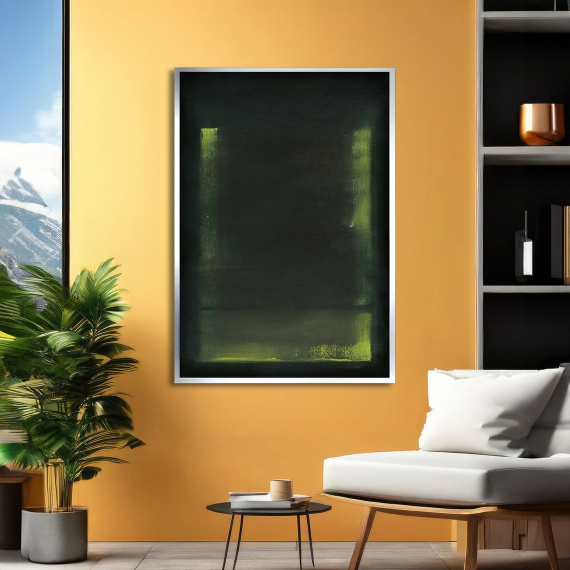 Subtle Dark Green Glow on Black Rothko Style Abstract Poster - Image 2