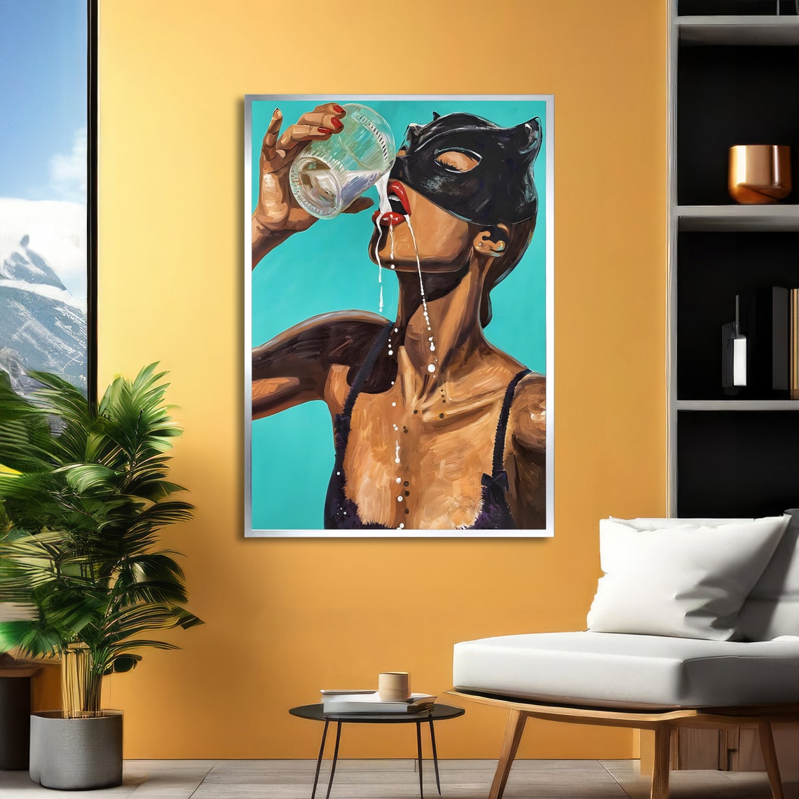 Erotic Catwoman Art Sensual Pop Art Milk Fantasy Bold Erotic Decor Ready To Hang - Image 2