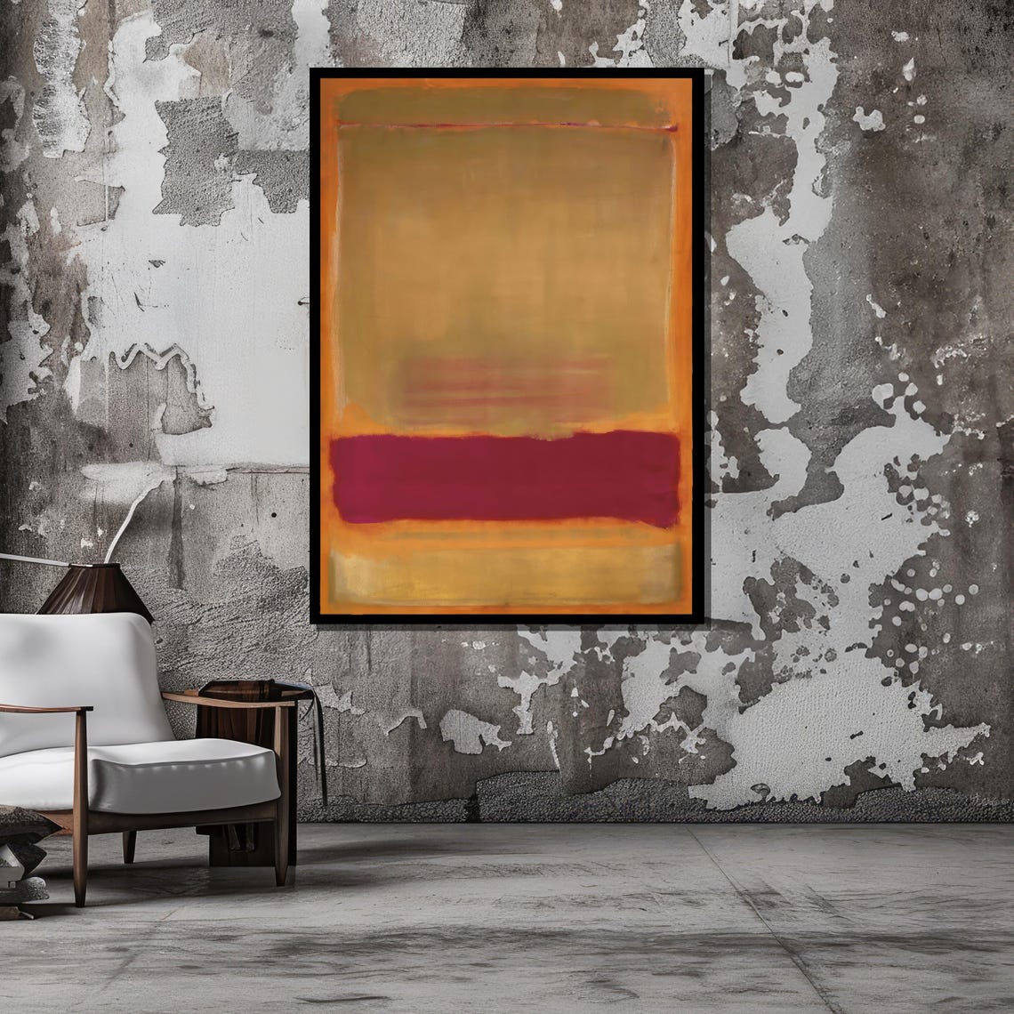 Abstract Expressionist Warm Yellow and Burgundy Color Fields Poster - Image 5