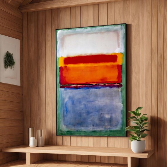 Abstract Color Field Rothko Inspired Modern Art Orange And Blue Wall Contemporary Large Ready To Hang Art For Home Decor