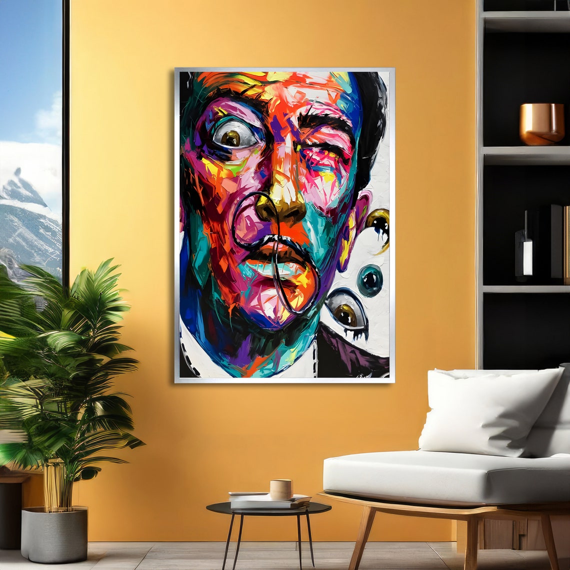 Salvador Dali Inspired Colorful Surreal Portrait Vibrant Art Poster - Image 3