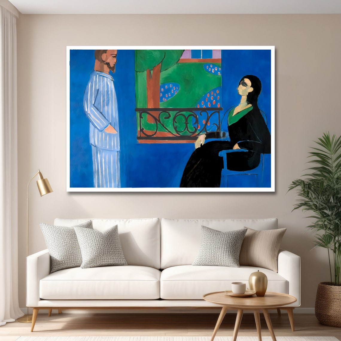 Conversation By The Balcony Matisse Inspired Art Bold Abstract Print Modern Wall Art Ready To Hang Decoration - Image 6