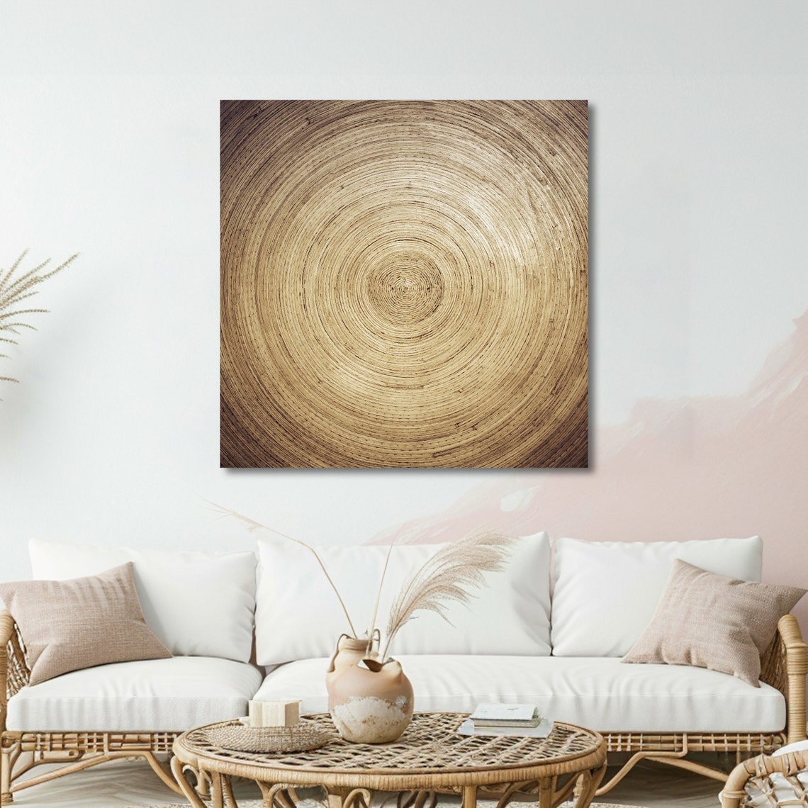Concentric Spiral Circles Natural Rustic Wood Texture Art Poster - Image 5