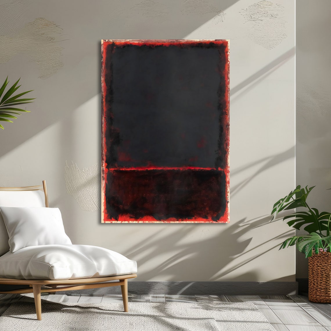 Dark Red and Black Rothko-Inspired Dramatic Color Field Poster - Image 4