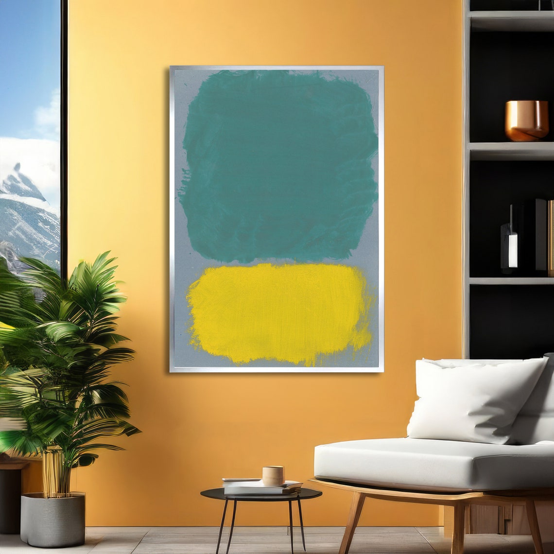 Turquoise and Yellow Rothko-Inspired Color Field Artwork Poster - Image 2