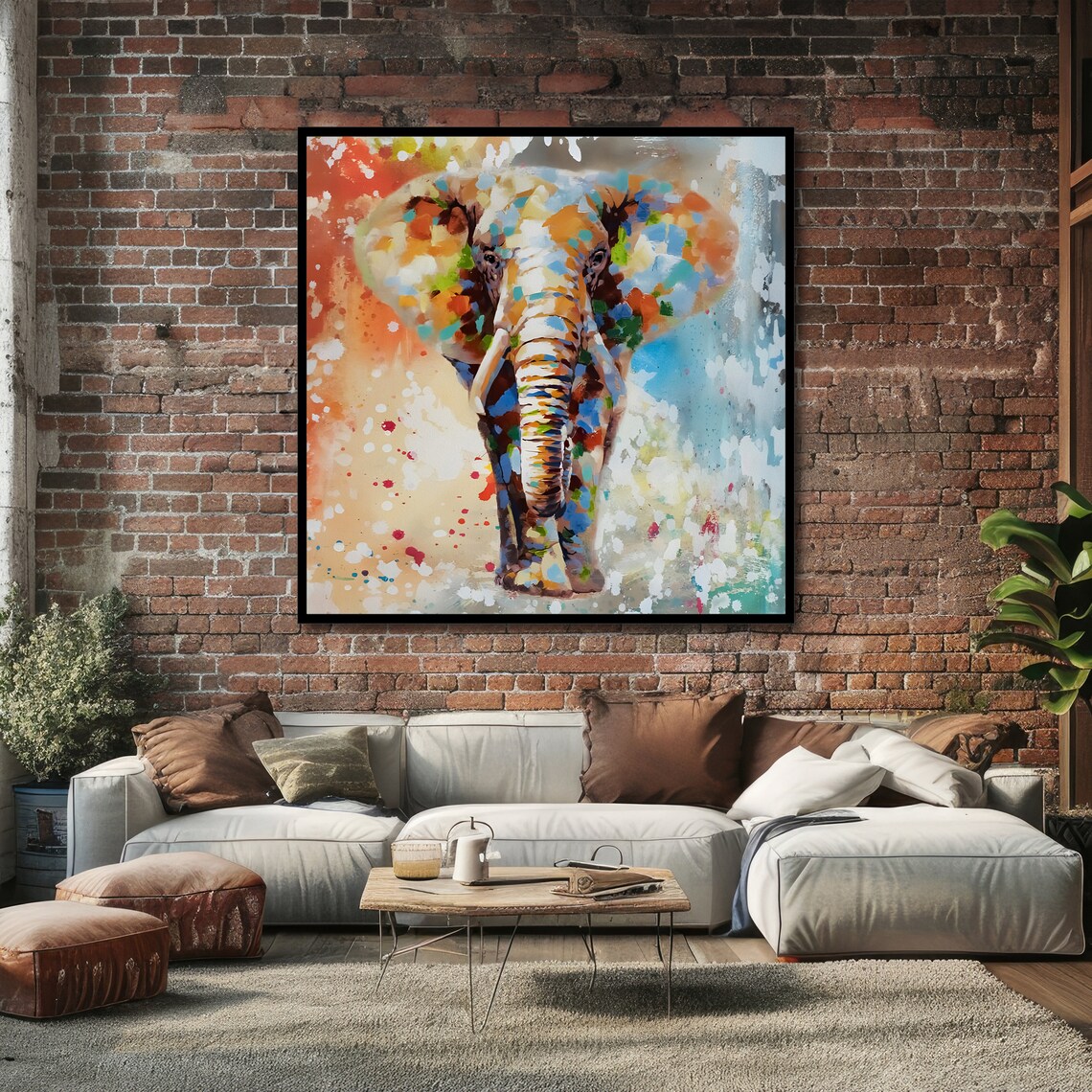 Walking Elephant Rendered in Joyful Multicolor Splatter Paint Art Poster - Image 4