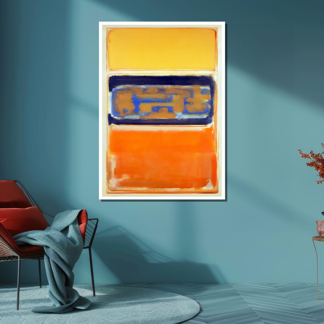 Abstract Expressionist Bold Orange and Yellow Color Block Art Poster - Image 4