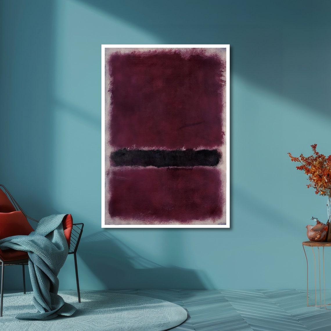 Deep Plum and Black Abstract Poster with Rothko Style Color Blocks - Image 6