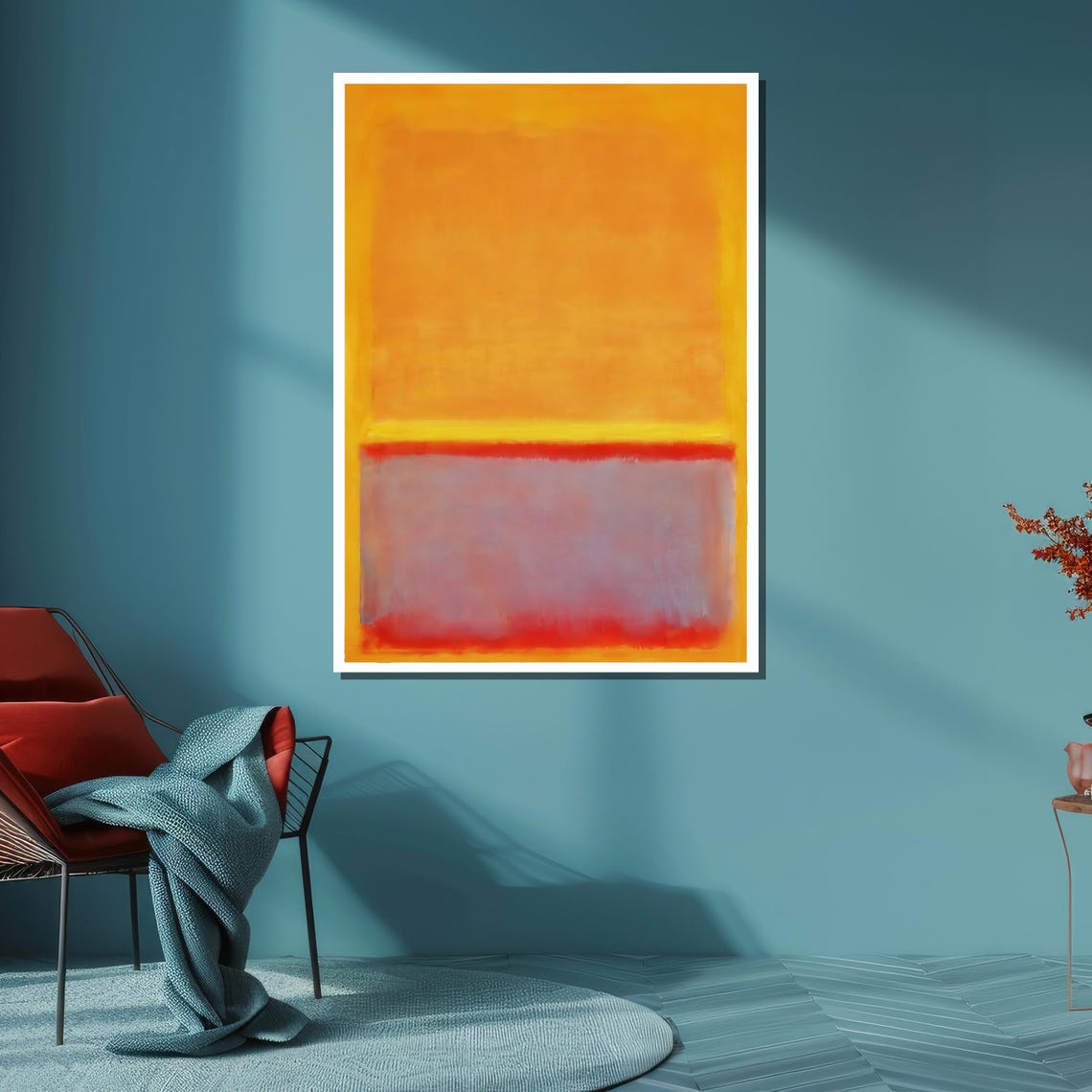 Abstract Expressionist Yellow Lavender and Red Color Fields Art Poster - Image 6