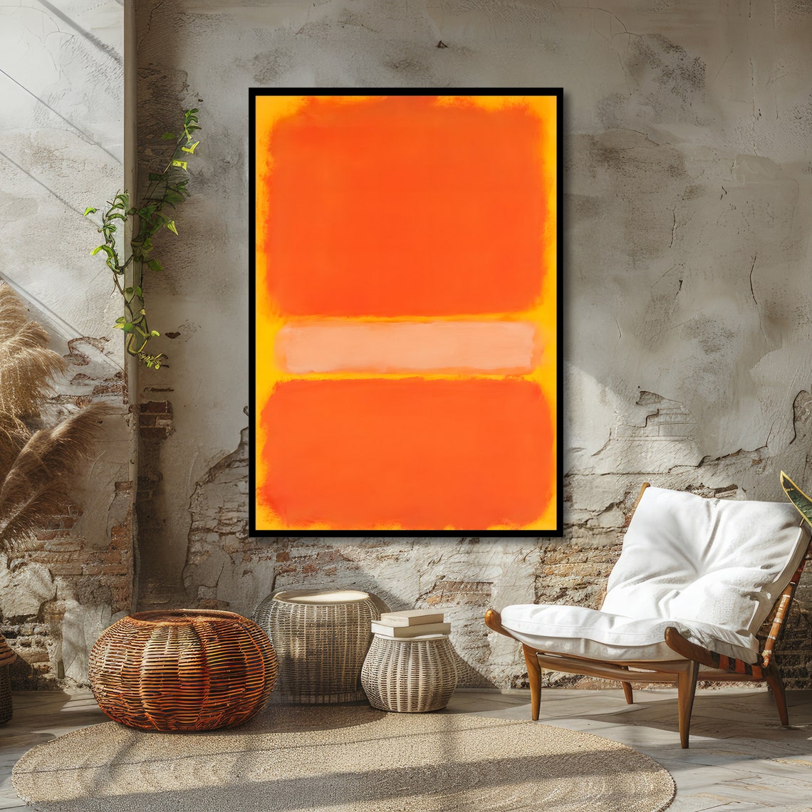 Fiery Tangerine on Golden Yellow Rothko Style Abstract Poster - Image 4