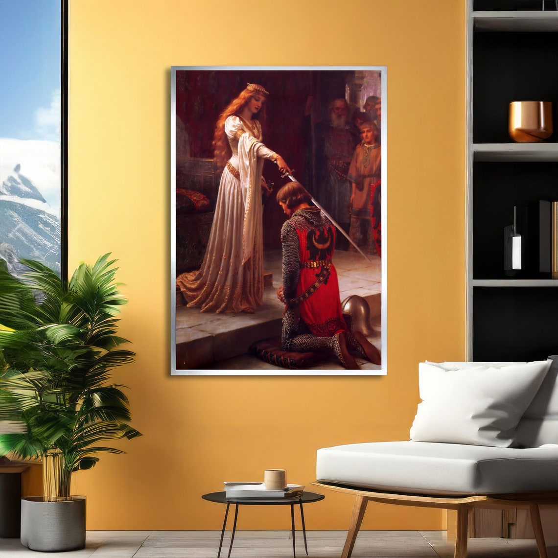 The Accolade Knighting Ceremony Leighton Medieval Chivalry Art Poster - Image 2