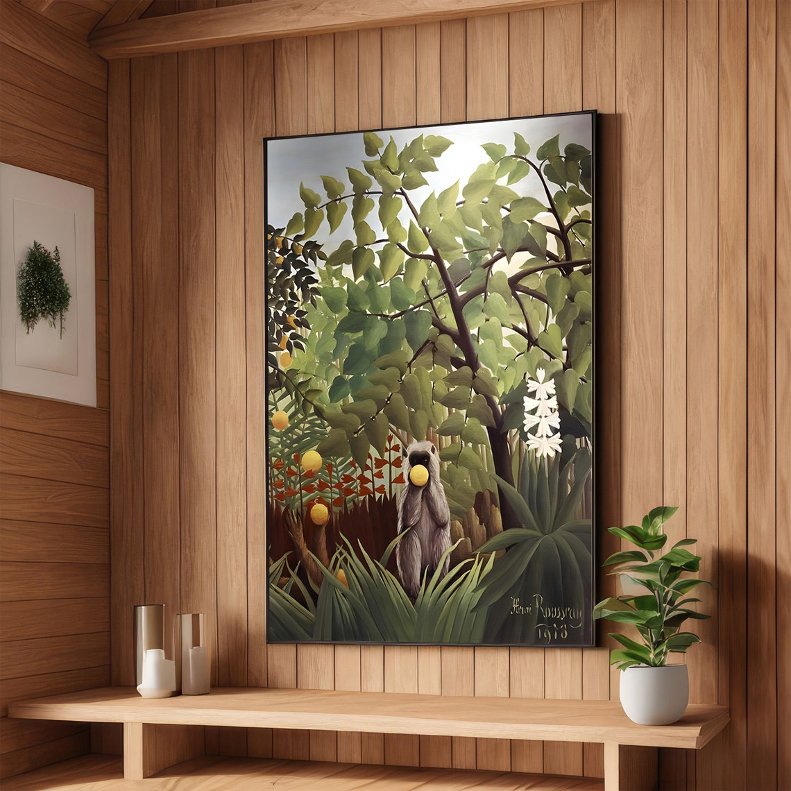 Jungle With Lemur Rousseau Inspired Art Bold Abstract Print Modern Wall Art Ready To Hang Decoration