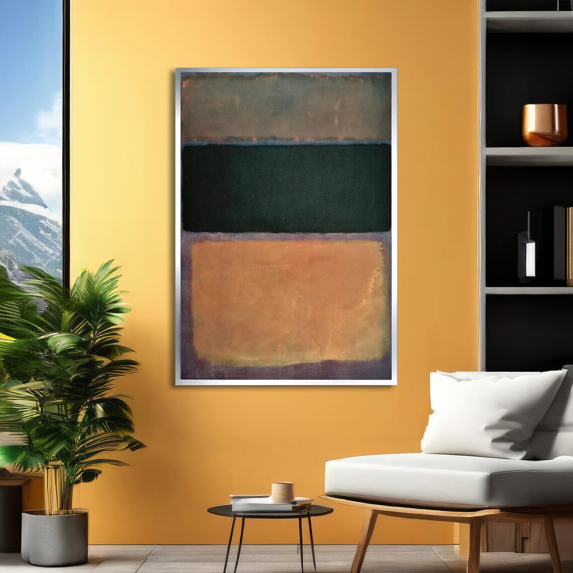 Earthy Green and Orange Rothko-Inspired Color Field Art Poster - Image 2