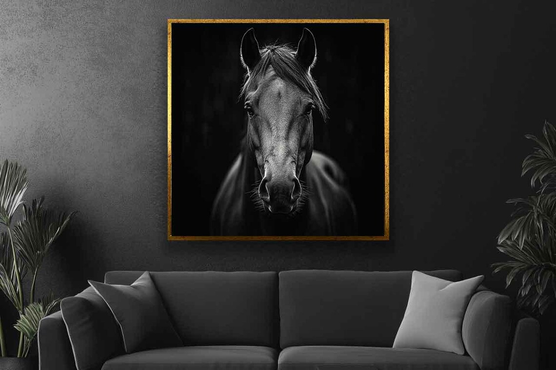 Horse Painting, Black Horse Decor Wall Art Print - Image 4