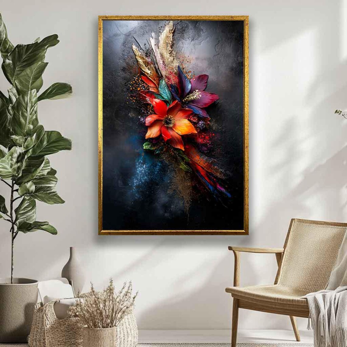 Colorful Flowers Botanical Wall Art, Modern Poster