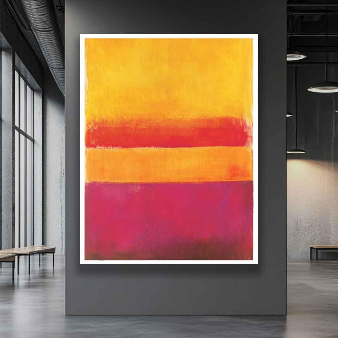 Golden Yellow Red and Magenta Striped Bands Color Field Art Poster - Image 5