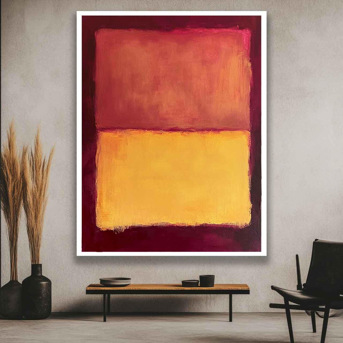 Red Orange and Golden Yellow Two-Block Warm Rothko Style Poster - Image 4