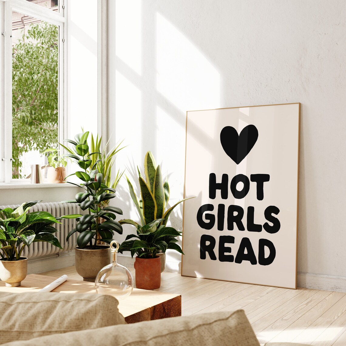 Hot Girls Read Black Heart Book Quote Bookish Wall Decor Reader Gift Poster - Image 2
