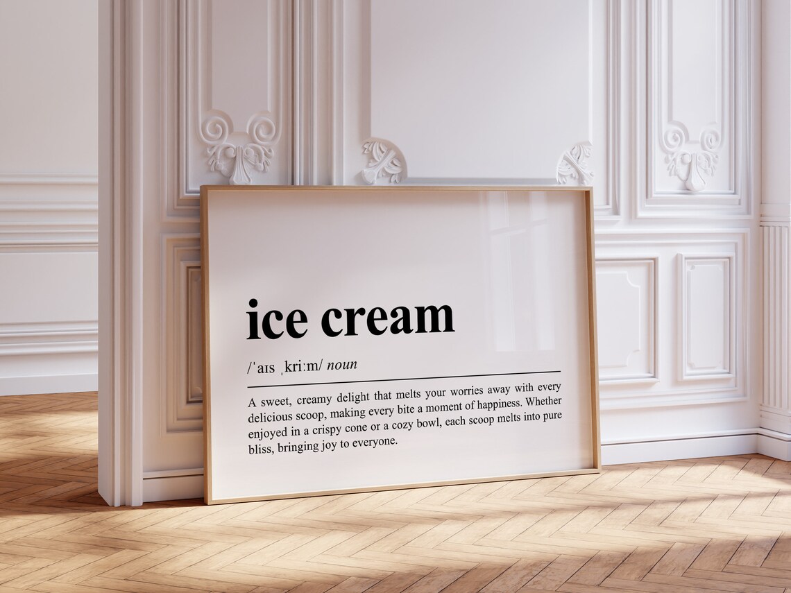 Ice Cream Definition Dictionary Style Kitchen Quote Summer Dessert Poster - Image 2