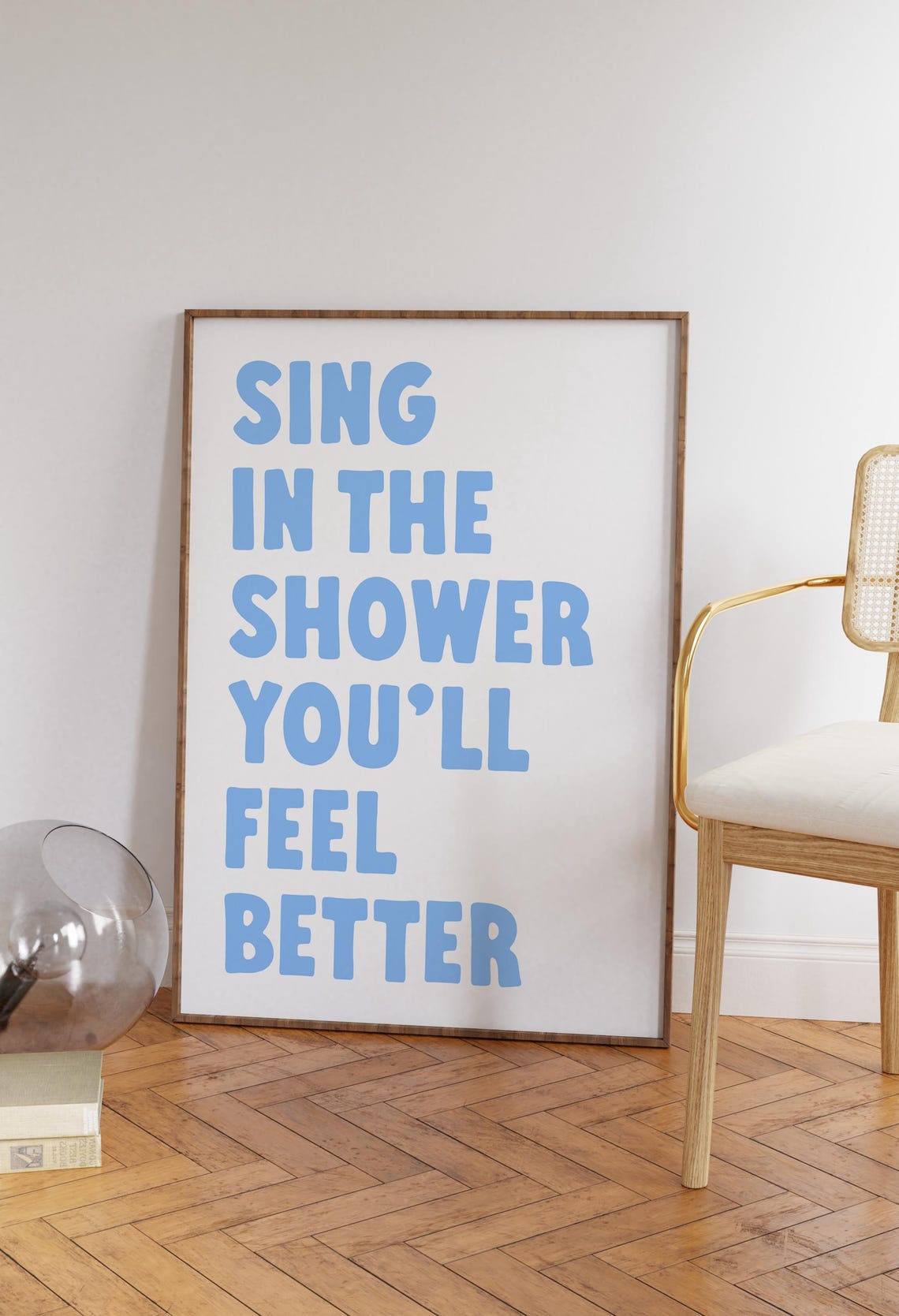 Light Blue Bathroom Wall Art Funny Quote Print This Shower Is For Singing Trendy