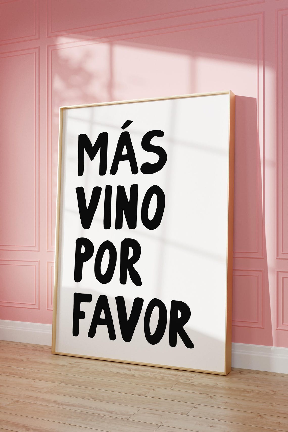 Más Vino Por Favor Bold Black Hand Lettered Wine Quote Poster - Image 2