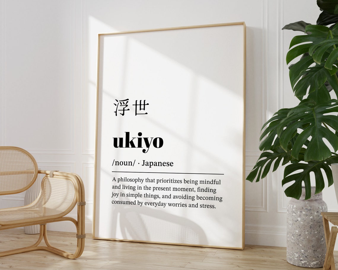 Ukiyo Definition Japanese Kanji Mindful Philosophy Quote Poster - Image 3