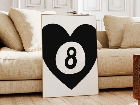 8 Ball Wall Art Lucky 8 Ball Art Print Trendy Pool Ball Print Aesthetic Room Wall Decor Cute 8 Ball Print Preppy Room Decor