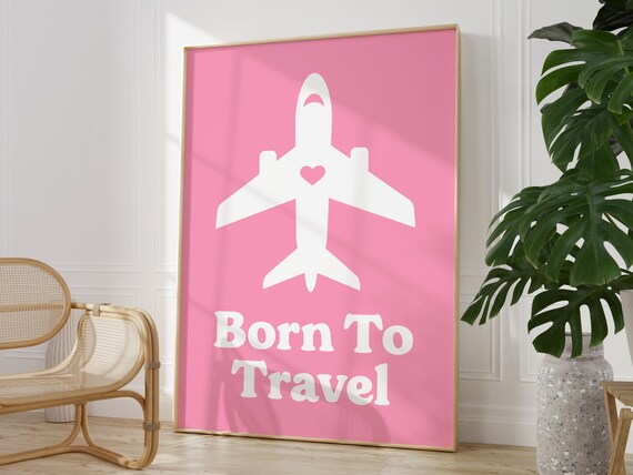 Pink Travel Wall Art Travel Quote Art Print Preppy Room Decor Trendy Plane Print Girly Travel Poster Cute Pink Travel Print