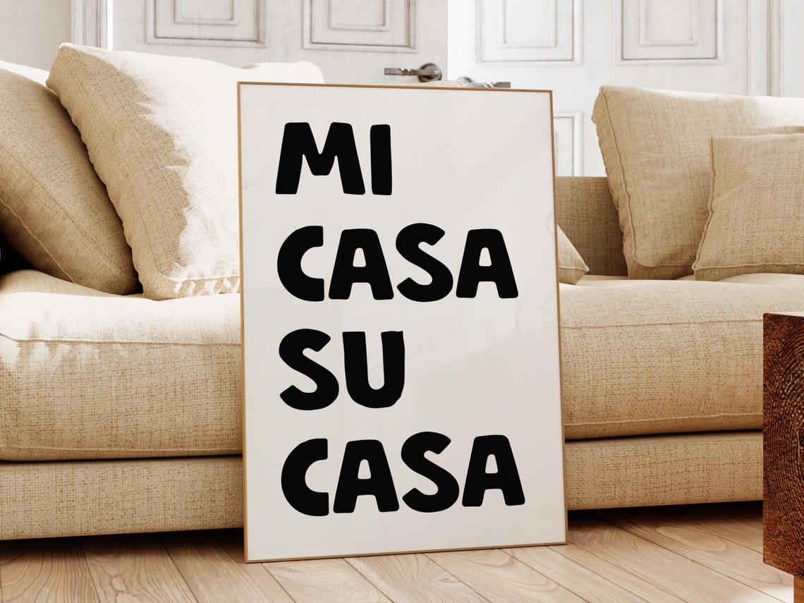 Mi Casa Su Casa Bold Black Spanish Welcome Home Decor Poster