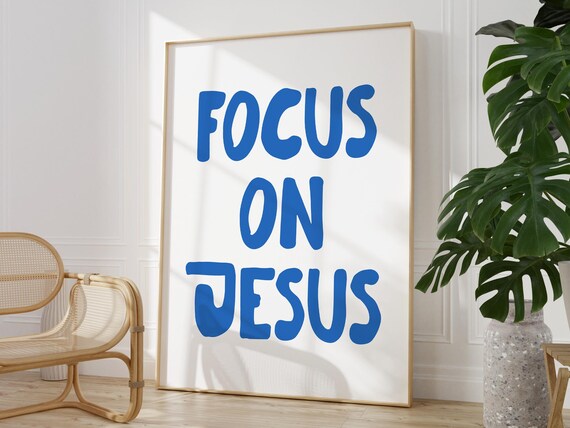 Blue Christian Aesthetic Wall Art Christian Girl Art Print Cute Bible Verse Print Jesus Quote Print Modern Christian Poster